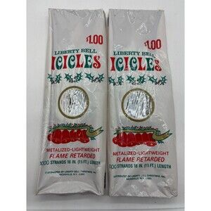 Vintage Liberty Bell Christmas Silver Tree Tinsel Icicles 1000pc 2 Boxes